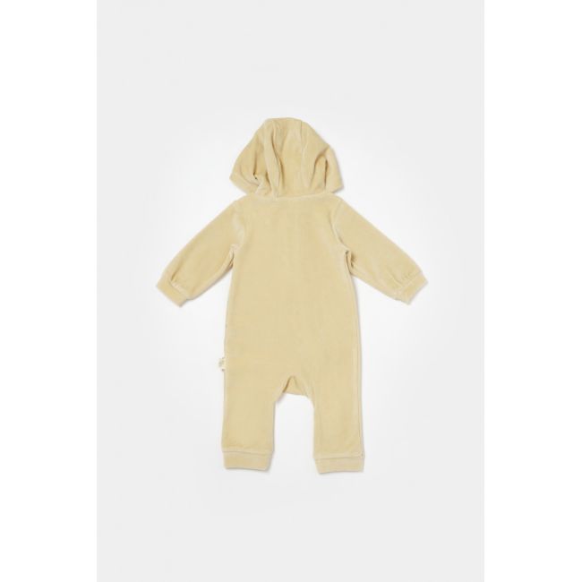 Salopeta Elefant cu maneca lunga si gluga din 80%bumbac organic si 20% poliester - Stone, BabyCosy (Marime: 18-24 Luni) JEMBC-CSYK6042-18