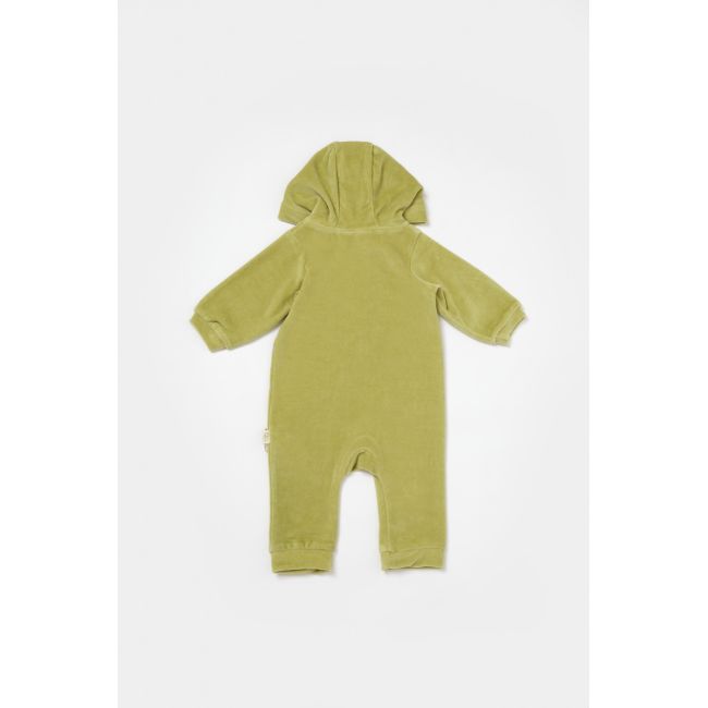 Salopeta Elefant cu maneca lunga si gluga din 80%bumbac organic si 20% poliester - Verde, BabyCosy (Marime: 9-12 luni) JEMBC-CSYK6043-9