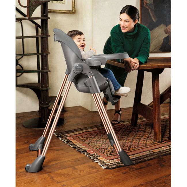 Scaun De Masa Multifunctional Pentru Bebelusi Si Copii, Cam   Pappananna, Inaltime Ajustabila, Varsta 6-36 Luni, Pliabil, Centura De Siguranta In 5 Puncte, Depozitare, Gold Pjb9225343