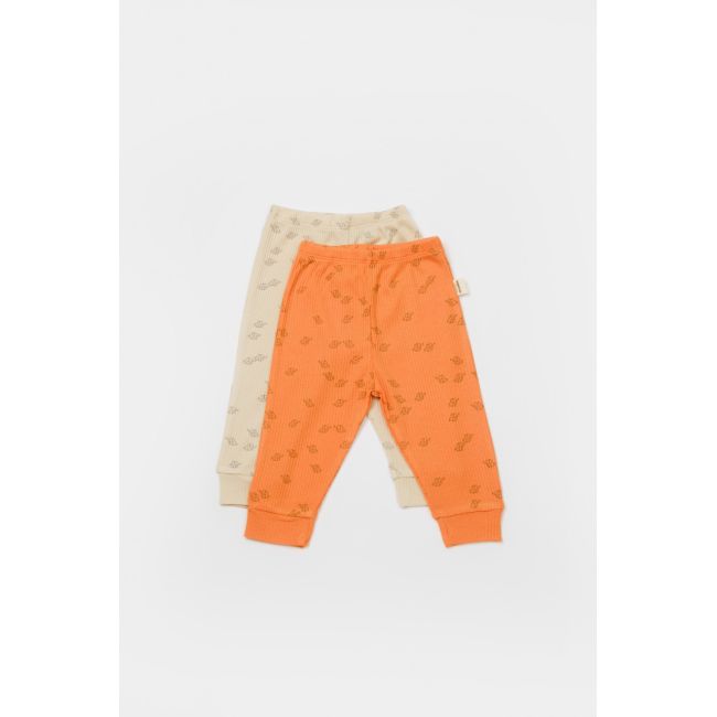 Set 2 pantalonasi Printed, BabyCosy, 50% modal+50% bumbac, Stone/Apricot (Marime: 18-24 Luni) JEMCSYM11619-18