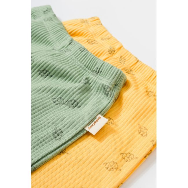 Set 2 pantalonasi Printed, BabyCosy, 50% modal+50% bumbac, Verde/Lamaie (Marime: 12-18 Luni) JEMCSYM11618-12