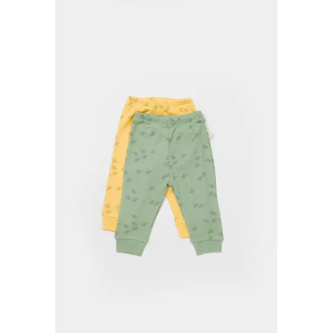 Set 2 pantalonasi Printed, BabyCosy, 50% modal+50% bumbac, Verde/Lamaie (Marime: 9-12 luni) JEMCSYM11618-9