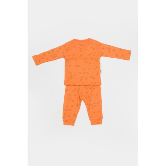 Set 3 piese:bluza, pantaloni si caciulita Printed, BabyCosy, 50% modal+50% bumbac, Apricot (Marime: 9-12 luni) JEMBC-CSYM25505-9