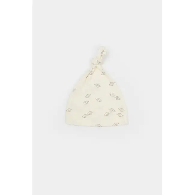 Set 3 piese:bluza, pantaloni si caciulita Printed, BabyCosy, 50% modal+50% bumbac, Ecru (Marime: 3-6 Luni) JEMBC-CSYM25500-3