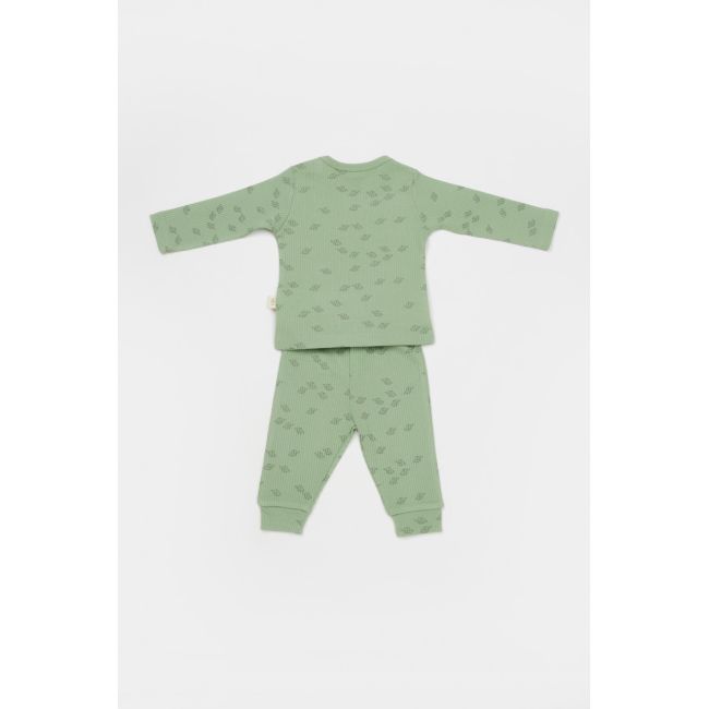 Set 3 piese:bluza, pantaloni si caciulita Printed, BabyCosy, 50% modal+50% bumbac, Verde (Marime: 3-6 Luni) JEMBC-CSYM25503-3