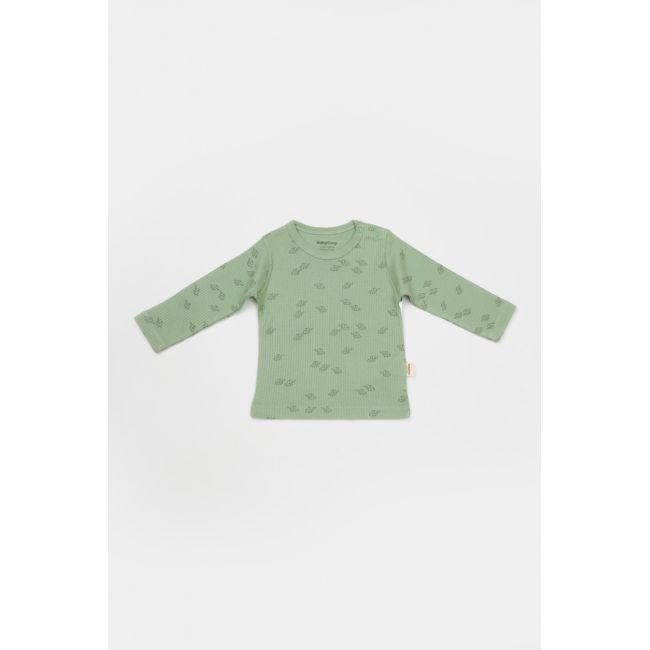 Set 3 piese:bluza, pantaloni si caciulita Printed, BabyCosy, 50% modal+50% bumbac, Verde (Marime: 9-12 luni) JEMBC-CSYM25503-9