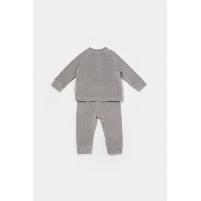 Set bluzita si pantaloni Elefant, 80%bumbac organic si 20% poliester - Gri, BabyCosy (Marime: 9-12 luni) JEMBC-CSYK6051-9