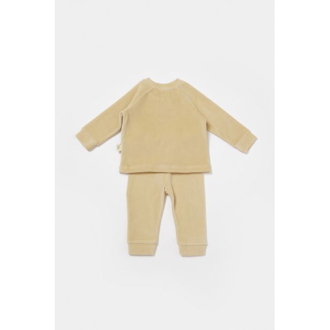 Set bluzita si pantaloni Elefant, 80%bumbac organic si 20% poliester - Stone, BabyCosy (Marime: 18-24 Luni) JEMBC-CSYK6047-18