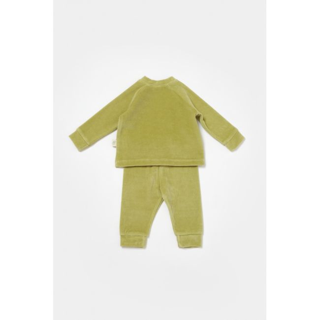 Set bluzita si pantaloni Elefant, 80%bumbac organic si 20% poliester - Verde, BabyCosy (Marime: 3-6 Luni) JEMBC-CSYK6048-3
