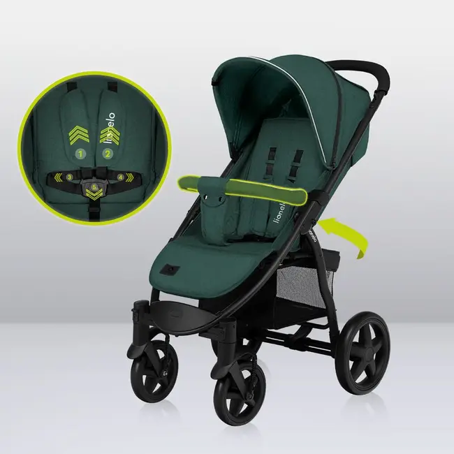 Lionelo - Carucior sport Annet Plus, De la nastere, Cu accesorii si capotina XXL reglabila, 0 - 22 Kg, Conform cu standardele europene de securitate EN1888-1 si EN1888-2, Verde BYNLO-ANNET_PLUS_GREEN_FOREST