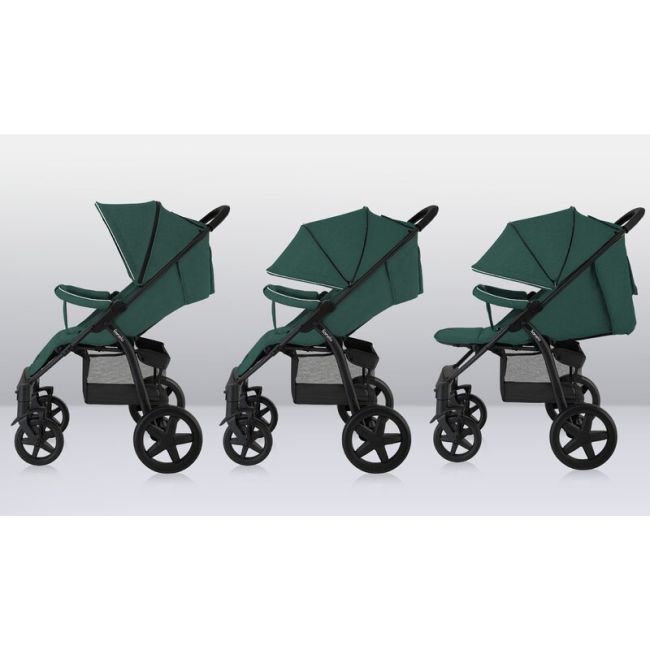 Lionelo - Carucior sport Annet Plus, De la nastere, Cu accesorii si capotina XXL reglabila, 0 - 22 Kg, Conform cu standardele europene de securitate EN1888-1 si EN1888-2, Verde BYNLO-ANNET_PLUS_GREEN_FOREST