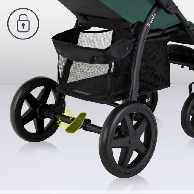 Lionelo - Carucior sport Annet Plus, De la nastere, Cu accesorii si capotina XXL reglabila, 0 - 22 Kg, Conform cu standardele europene de securitate EN1888-1 si EN1888-2, Verde BYNLO-ANNET_PLUS_GREEN_FOREST