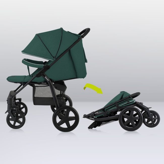 Lionelo - Carucior sport Annet Plus, De la nastere, Cu accesorii si capotina XXL reglabila, 0 - 22 Kg, Conform cu standardele europene de securitate EN1888-1 si EN1888-2, Verde BYNLO-ANNET_PLUS_GREEN_FOREST
