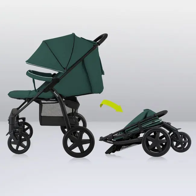 Lionelo - Carucior sport Annet Plus, De la nastere, Cu accesorii si capotina XXL reglabila, 0 - 22 Kg, Conform cu standardele europene de securitate EN1888-1 si EN1888-2, Verde BYNLO-ANNET_PLUS_GREEN_FOREST