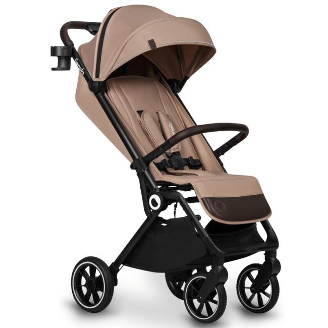 Lionelo - Carucior sport Cloe, De la nastere, Cu accesorii, Cadru din aluminiu, 0-22 kg, Usor, Pliabil cu o singura mana, Ideal pentru toate tipurile de suprafete, Bej BYNLO-CLOE_BEIGE_SAND