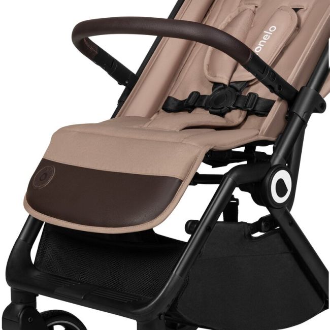 Lionelo - Carucior sport Cloe, De la nastere, Cu accesorii, Cadru din aluminiu, 0-22 kg, Usor, Pliabil cu o singura mana, Ideal pentru toate tipurile de suprafete, Bej BYNLO-CLOE_BEIGE_SAND