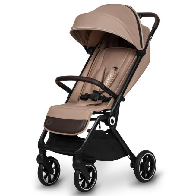 Lionelo - Carucior sport Cloe, De la nastere, Cu accesorii, Cadru din aluminiu, 0-22 kg, Usor, Pliabil cu o singura mana, Ideal pentru toate tipurile de suprafete, Bej BYNLO-CLOE_BEIGE_SAND