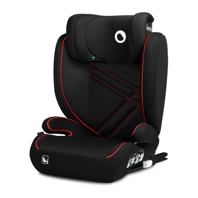 Lionelo - Scaun auto, Hugo i-Size, Universal, Orientare in directia sensului de mers, Reglabil, Conform standardului de securitate R129, 100-150 cm, 4-12 ani, Rosu BYNLO-HUGO_I-SIZE_SPORTY_BLACK_RED