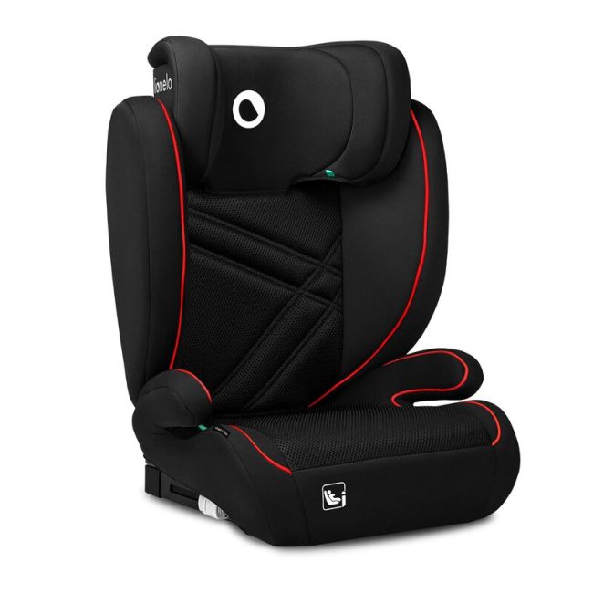 Lionelo - Scaun auto, Hugo i-Size, Universal, Orientare in directia sensului de mers, Reglabil, Conform standardului de securitate R129, 100-150 cm, 4-12 ani, Rosu BYNLO-HUGO_I-SIZE_SPORTY_BLACK_RED
