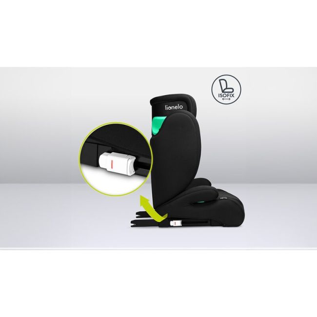 Lionelo - Scaun auto, Hugo i-Size, Universal, Orientare in directia sensului de mers, Reglabil, Conform standardului de securitate R129, 100-150 cm, 4-12 ani, Rosu BYNLO-HUGO_I-SIZE_SPORTY_BLACK_RED