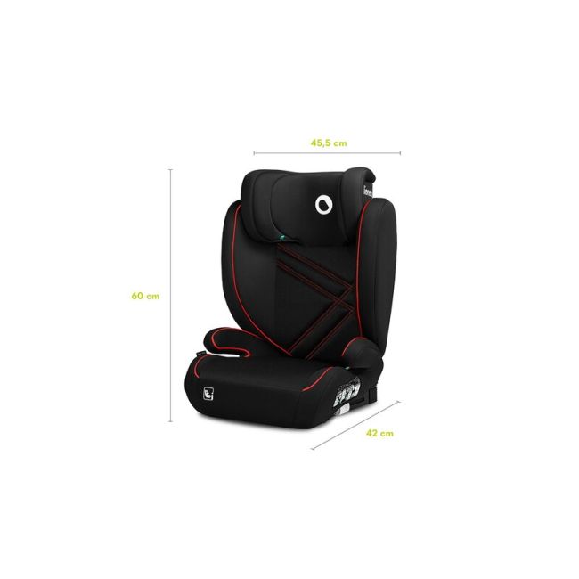 Lionelo - Scaun auto, Hugo i-Size, Universal, Orientare in directia sensului de mers, Reglabil, Conform standardului de securitate R129, 100-150 cm, 4-12 ani, Rosu BYNLO-HUGO_I-SIZE_SPORTY_BLACK_RED