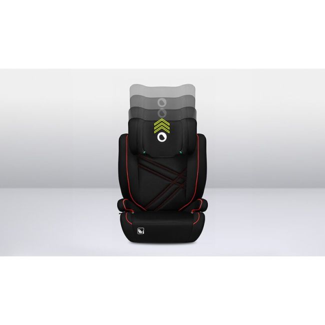 Lionelo - Scaun auto, Hugo i-Size, Universal, Orientare in directia sensului de mers, Reglabil, Conform standardului de securitate R129, 100-150 cm, 4-12 ani, Rosu BYNLO-HUGO_I-SIZE_SPORTY_BLACK_RED