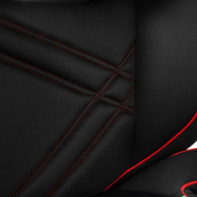 Lionelo - Scaun auto, Hugo i-Size, Universal, Orientare in directia sensului de mers, Reglabil, Conform standardului de securitate R129, 100-150 cm, 4-12 ani, Rosu BYNLO-HUGO_I-SIZE_SPORTY_BLACK_RED