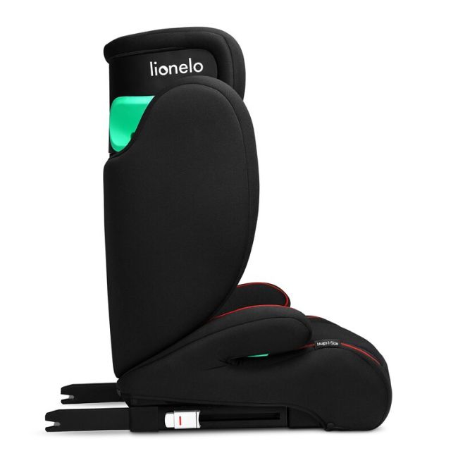 Lionelo - Scaun auto, Hugo i-Size, Universal, Orientare in directia sensului de mers, Reglabil, Conform standardului de securitate R129, 100-150 cm, 4-12 ani, Rosu BYNLO-HUGO_I-SIZE_SPORTY_BLACK_RED