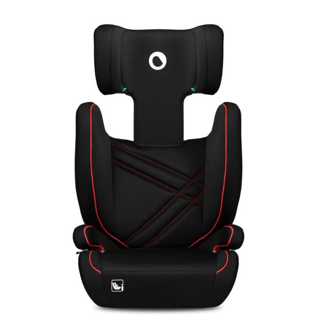 Lionelo - Scaun auto, Hugo i-Size, Universal, Orientare in directia sensului de mers, Reglabil, Conform standardului de securitate R129, 100-150 cm, 4-12 ani, Rosu BYNLO-HUGO_I-SIZE_SPORTY_BLACK_RED
