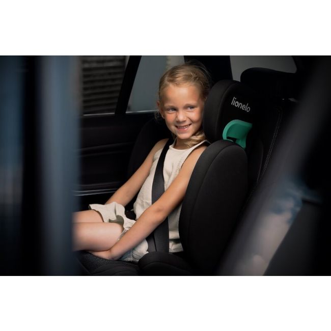 Lionelo - Scaun auto, Hugo i-Size, Universal, Orientare in directia sensului de mers, Reglabil, Conform standardului de securitate R129, 100-150 cm, 4-12 ani, Rosu BYNLO-HUGO_I-SIZE_SPORTY_BLACK_RED