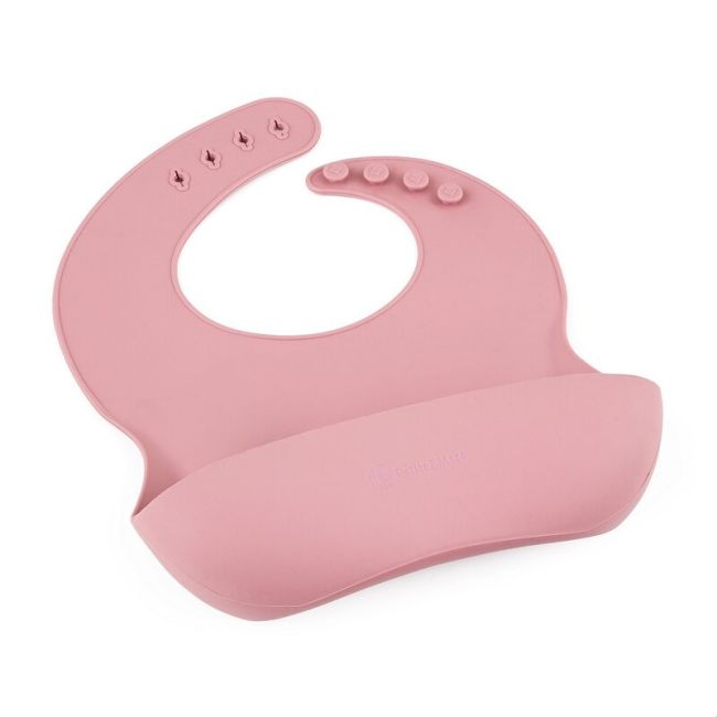 Petite&Mars - Baveta moale Take&Match, Reglabil, Cu buzunar colector, Silicon, Fara BPA, 6 luni+, Roz BYN706820