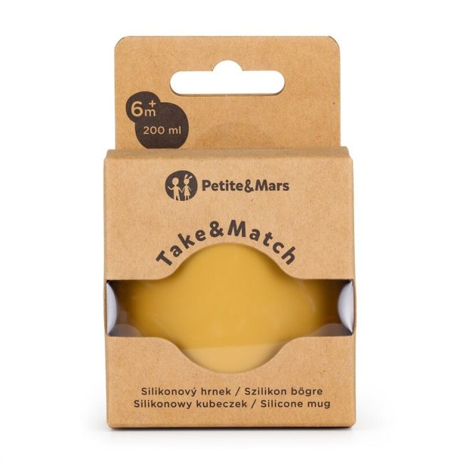 Petite&Mars - Canuta Take&Match, Fara maner, Silicon, Fara BPA, 360 ml, 6 luni+, Galben BYN716819