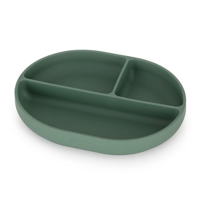 Petite&Mars - Farfurie compartimentata Take&Match, Ovala, Cu ventuza si 3 compartimente, Silicon, Fara BPA, 630 ml, 6 luni+, Verde BYN717817