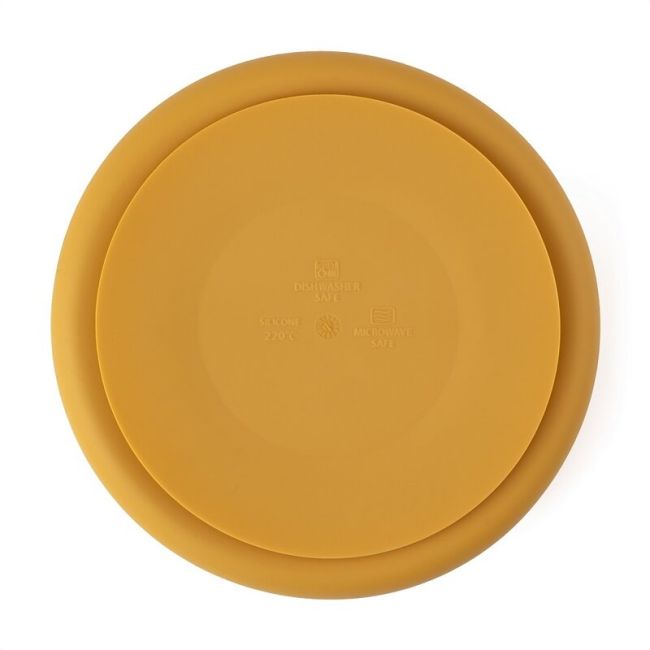 Petite&Mars - Farfurie compartimentata Take&Match, Rotunda, Cu ventuza si 3 compartimente, Silicon, Fara BPA, 500 ml, 6 luni+, Galben BYN715819