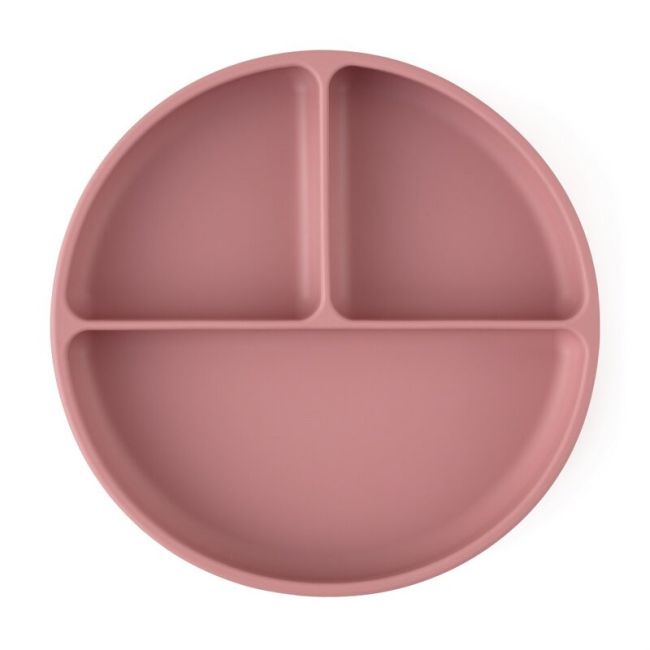 Petite&Mars - Farfurie compartimentata Take&Match, Rotunda, Cu ventuza si 3 compartimente, Silicon, Fara BPA, 500 ml, 6 luni+, Roz BYN715820