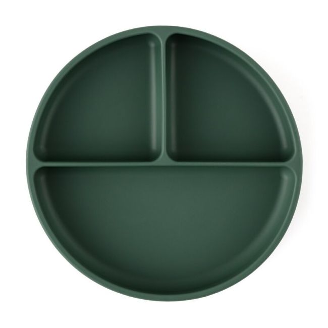 Petite&Mars - Farfurie compartimentata Take&Match, Rotunda, Cu ventuza si 3 compartimente, Silicon, Fara BPA, 500 ml, 6 luni+, Verde BYN715817