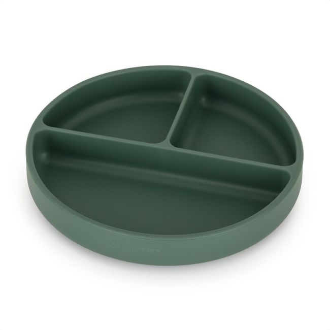 Petite&Mars - Farfurie compartimentata Take&Match, Rotunda, Cu ventuza si 3 compartimente, Silicon, Fara BPA, 500 ml, 6 luni+, Verde BYN715817