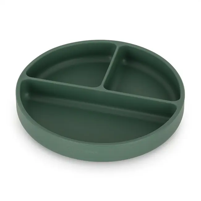 Petite&Mars - Farfurie compartimentata Take&Match, Rotunda, Cu ventuza si 3 compartimente, Silicon, Fara BPA, 500 ml, 6 luni+, Verde BYN715817