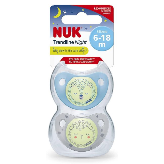 Suzeta Nuk Night-Day Silicon M2, 6-18 luni, Set 2 Bucati, Bleu ERFMAR-N5335