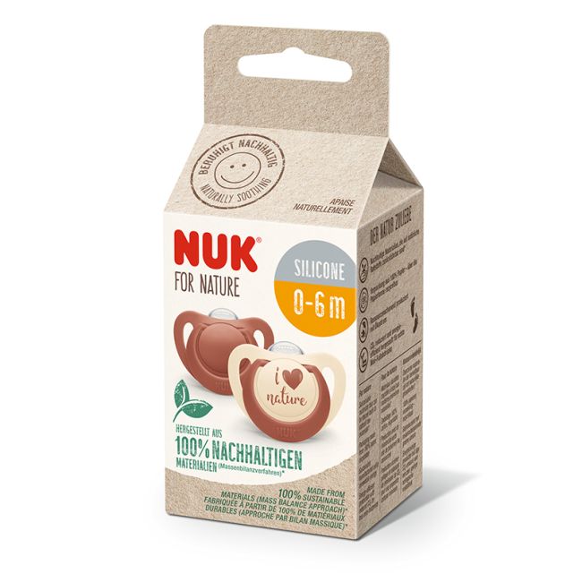 Suzeta Nuk for Nature Silicon M1, 0-6 luni, Set 2 Bucati, Rosu ERFMAR-N9686