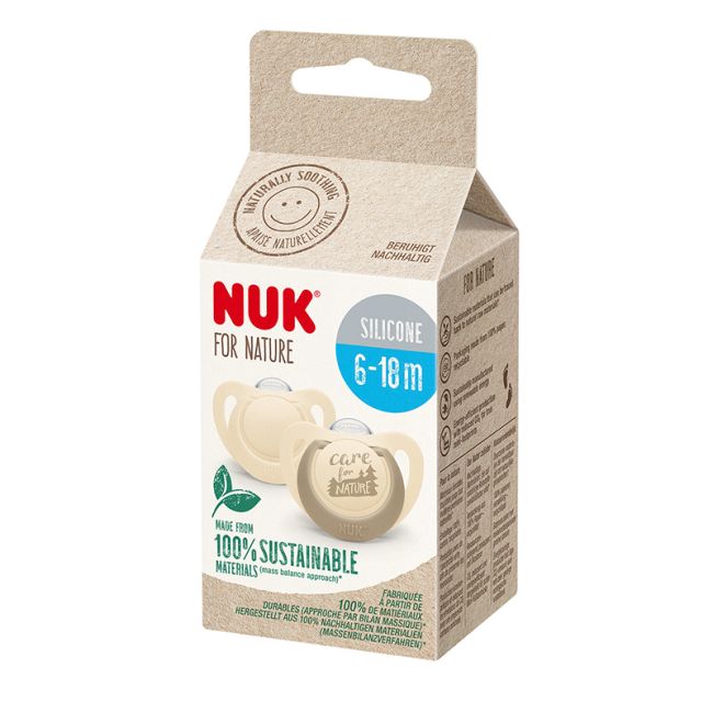 Suzeta Nuk for Nature Silicon M2, 6-18 luni, Set 2 Bucati, Crem ERFMAR-N9655