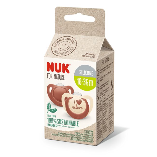 Suzeta Nuk for Nature Silicon M3, 18-36 luni, Set 2 Bucati, Rosu ERFMAR-N9631