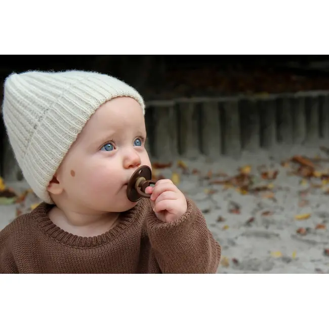 Bibs - set 2 suzete colour latex, tetina rotunda, 0 luni +-ivory/dark oak bbb110358