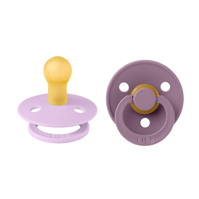 Bibs - set 2 suzete colour latex, tetina rotunda, 0 luni +-mauve/violet sky bbb110430