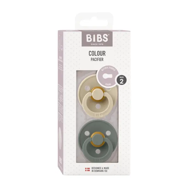 Bibs - set 2 suzete colour latex, tetina rotunda, 6 luni +-vanilla/pine bbb120431