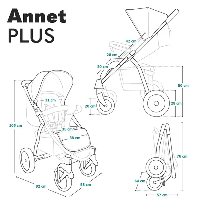 Lionelo - Carucior sport Annet Plus, De la nastere, Cu accesorii si capotina XXL reglabila, 0 - 22 Kg, Conform cu standardele europene de securitate EN1888-1 si EN1888-2, Verde BYNLO-ANNET_PLUS_GREEN_FOREST