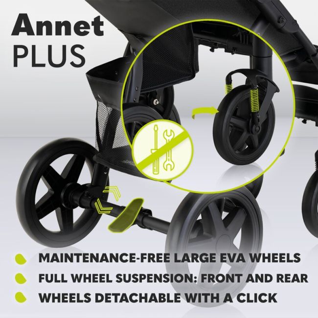 Lionelo - Carucior sport Annet Plus, De la nastere, Cu accesorii si capotina XXL reglabila, 0 - 22 Kg, Conform cu standardele europene de securitate EN1888-1 si EN1888-2, Verde BYNLO-ANNET_PLUS_GREEN_FOREST