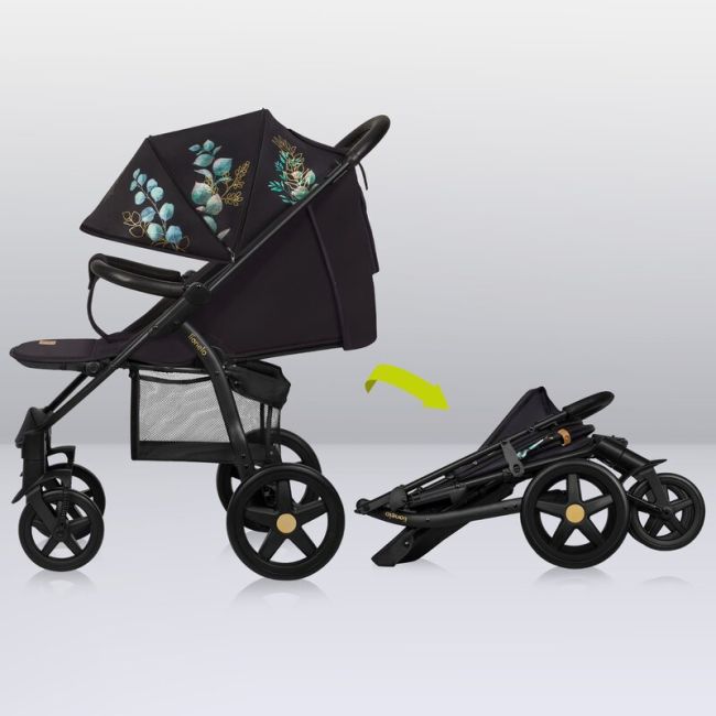 Lionelo - Carucior sport Annet Plus, Editie limitata, De la nastere, Cu accesorii si capotina XXL reglabila, 0 - 22 Kg, Conform cu standardele europene de securitate EN1888-1 si EN1888-2, Negru BYNLO-ANNET_PLUS_GOLDEN_MOMENTS