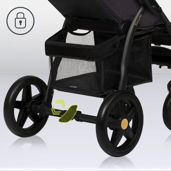 Lionelo - Carucior sport Annet Plus, Editie limitata, De la nastere, Cu accesorii si capotina XXL reglabila, 0 - 22 Kg, Conform cu standardele europene de securitate EN1888-1 si EN1888-2, Negru BYNLO-ANNET_PLUS_GOLDEN_MOMENTS