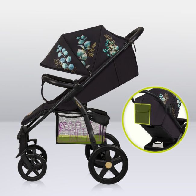 Lionelo - Carucior sport Annet Plus, Editie limitata, De la nastere, Cu accesorii si capotina XXL reglabila, 0 - 22 Kg, Conform cu standardele europene de securitate EN1888-1 si EN1888-2, Negru BYNLO-ANNET_PLUS_GOLDEN_MOMENTS